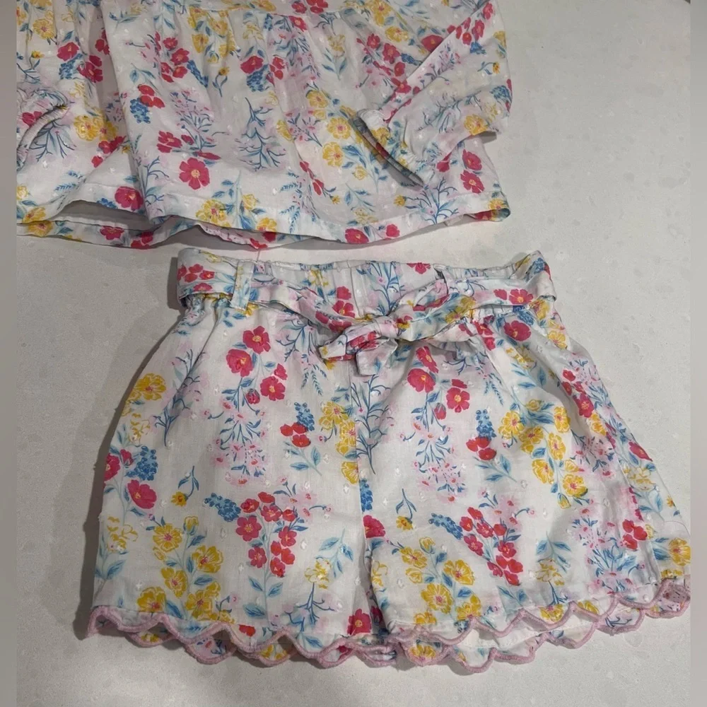 Joie 2 Piece Outfit Set Floral Print Top with shorts‎ xsmall girls 4